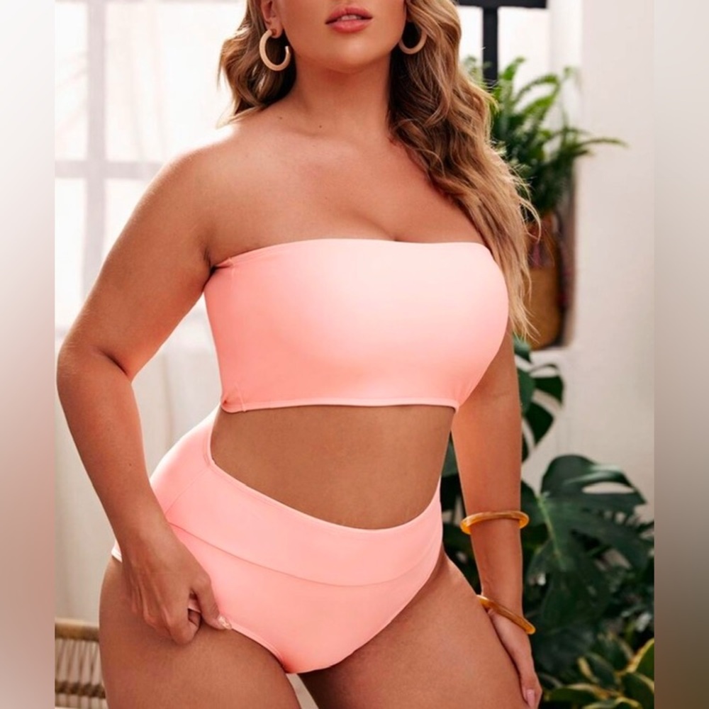 Plus size Bandeau High Waisted Bikini